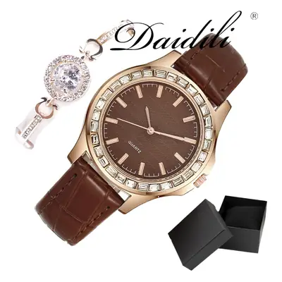 Elegant Quartz Watch Set for Women with Diamond Bracelet