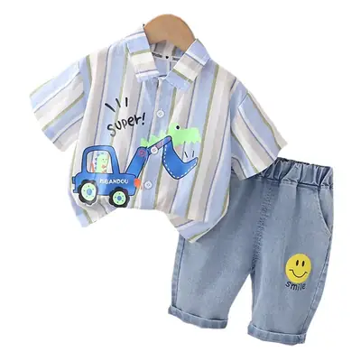 Boys Cotton Striped Shorts Suit Summer 2023