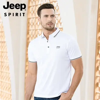 Men White JEEP SPIRIT Polo T-Shirt