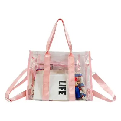 Pvc Transparent Women's Shoulder Messenger Bag Pink