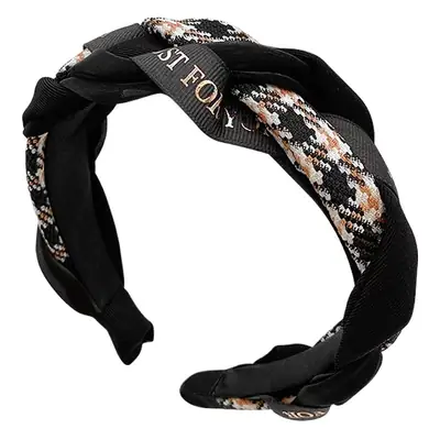 Velvet Houndstooth Hairband for Women Brown