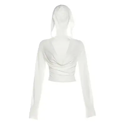 2023 Women's White Hooded Long Sleeve Sun Protection Top