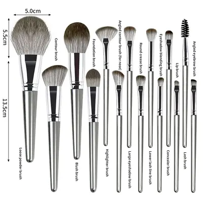 14 Pcs Makeup Brush Holder Set Green Leather