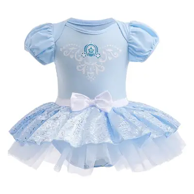 Blue Frozen Princess Baby Climbing Suit with Tulle Trouser
