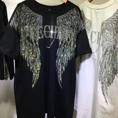 Women Wings Heavy Duty T-Shirt Set White Black 150kg