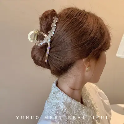 2025 New Super Flash Rhinestone Flower Clip Back of Head