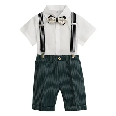 Boys Strap Shorts Set Summer British Short Sleeve