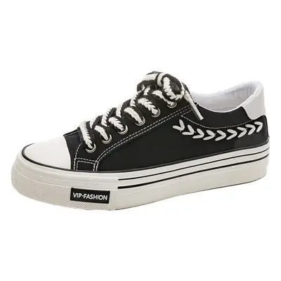 Women Canvas Sneakers Black White Retro Style