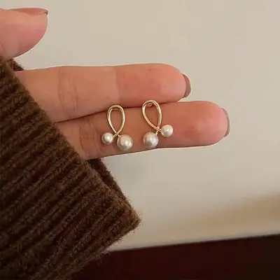 New Fashion Pearl Earrings Light Luxury High-end Cross Design