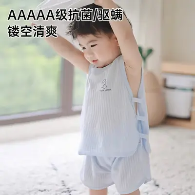 Baby Pipa Sleeveless Vest Shorts Set Light Green Cotton
