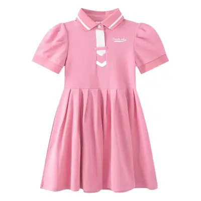 Children's New Short-sleeved dress Fashion Girls' Skirt Small Chanel Style Sweet Pleated Skirt Princess Skirt Children's Wear