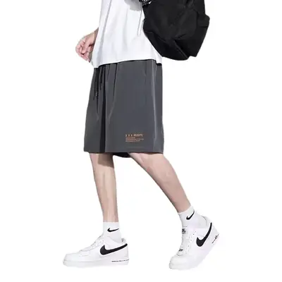 Men Black Ice Silk Basketball Shorts Summer Loose Casual