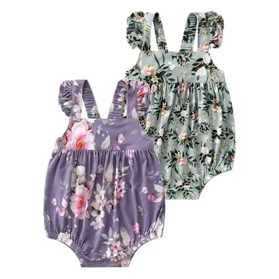 Baby Floral Suspenders Set for Girls Summer