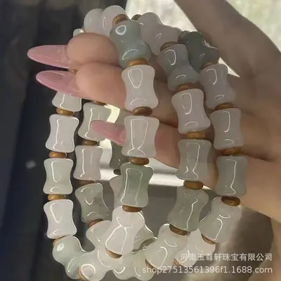 Ice Floating Flower Bamboo Jade Bracelet for Women