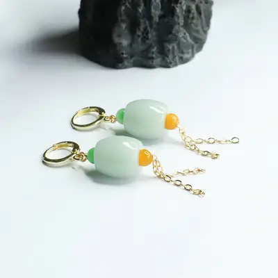 Lucky Jadeite Ear Clips for Women Men