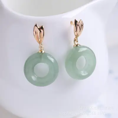 Natural Xinjiang White Jade Earrings S925 Silver