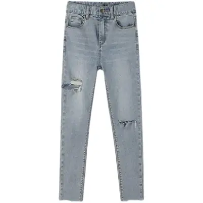 Women Ripped Skinny Jeans Short Cropped Summer High Waist Slim Fit