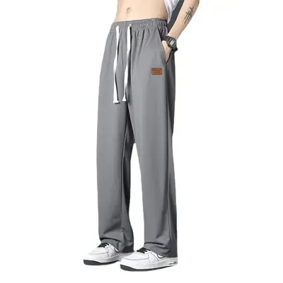 Men Ice Silk Loose Leg Pants Summer Wear
