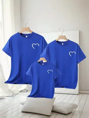 Blue Heart Print 3-Piece Kids T-Shirt Set 2025