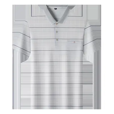 Men's Light Blue Striped Polo T-Shirt Short Sleeve