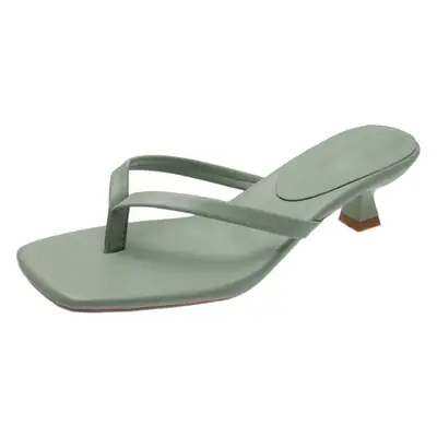 European and American style fashion flip-flops women's 2023 Summer new thin heel square head outerwear large size flip-flops wholesale