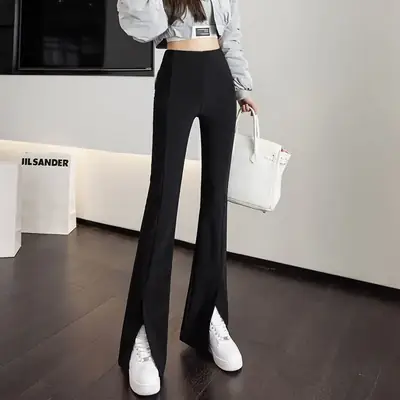 Women Black High Waist Slimming Pants 2023