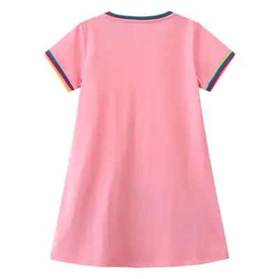 2025 Summer Embroidered Knitted Cotton Girls Dress Pink