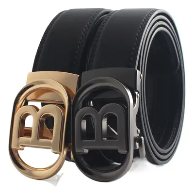 Men's Black Gold & Black Buckle Belt Automatic Closure