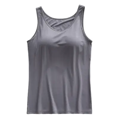 Women's Grey Cotton One-Piece Bra Vest Underwear