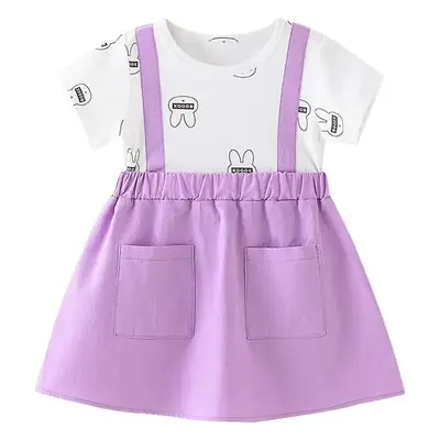 Girls' Pink Strap Dress Pure Cotton Summer New Arrival