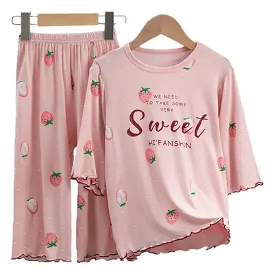 Girls Cropped Pants Modal Pajamas Summer Wear