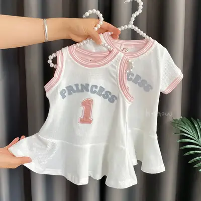Girls' White Princess 1 Pink Jersey Top