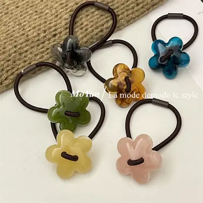 Pink Flower Hair Ring for Women