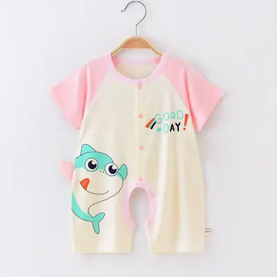 Baby's Pink Love Bear Pajamas Summer Modal Shorts