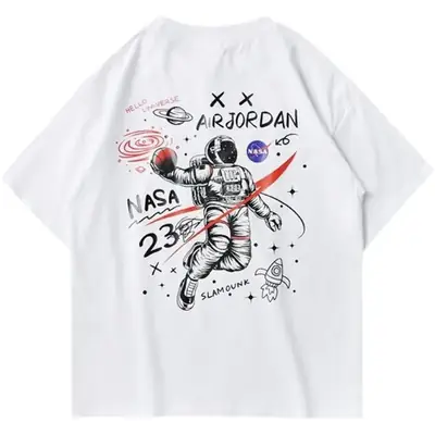 Kids NASA T-Shirt White Black Cotton Summer Wear