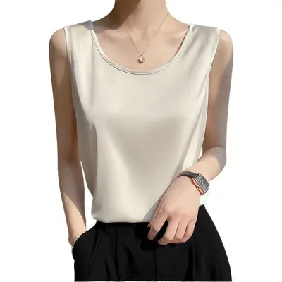 Women's Olive Green Sleeveless V-Neck Top