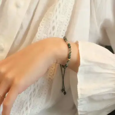 925 Silver Water Grass Agate Bracelet Women's Elegant Silver