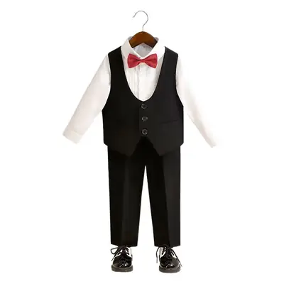 Boys' White Short Sleeve Suit with Bowtie