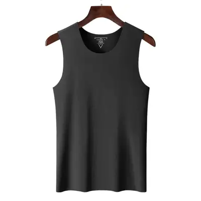 Men's Grey Traceless Cotton Vest Sweat Lining Running Fitness