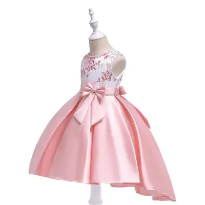 Red Hand-Beaded Princess Dress for Girls
