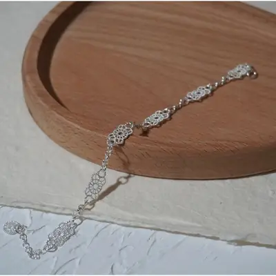 Silver Hollow Lace Sweet Fairy Bracelet for Women