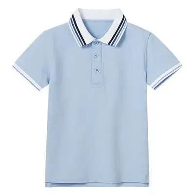 Children's Cotton Polo Shirt Light Blue Primary School Uniform
