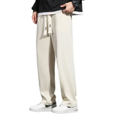Ice Silk Wide Leg Straight Trousers Large