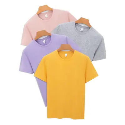 Men's Long-Lasting Cotton T-Shirt Pink Round Neck