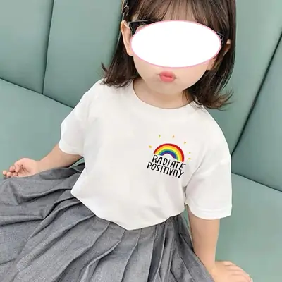Girls Red Cartoon T-Shirt 2024 Summer
