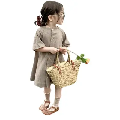 Girls French Style Cotton Dress 2024 Summer