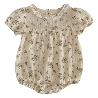 Cotton Floral Lace Baby One-Piece Romper Set