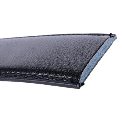 Men's Black Leather Belt with Gold Buckle