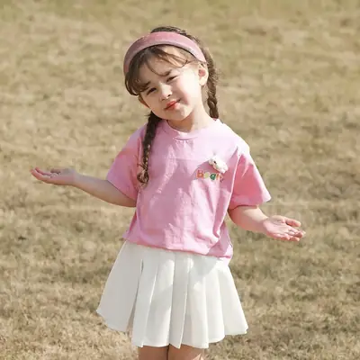 Girls Pink Wings Short Sleeve T-Shirt