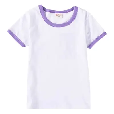 White Cotton T-Shirt for Boys with Yellow Trim